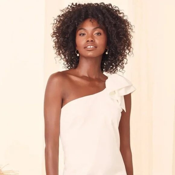 Lulu's Women's Be My Destiny One Shoulder Dress White Size XS NWT - Picture 9 of 9